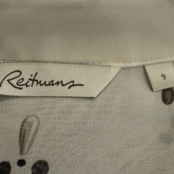 Reitmans white and grey blouse feminine flowy embellishments long sleeve office - Picture 11 of 11